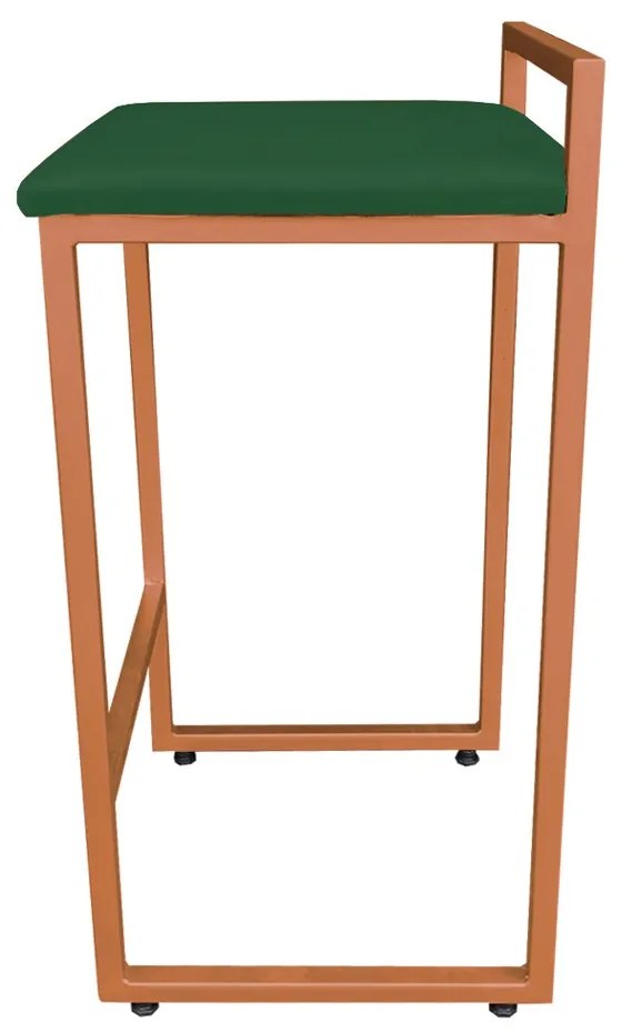 Conjunto 02 Banqueta Alta Industrial Pietra Suede Verde Base Cobre D'Rossi