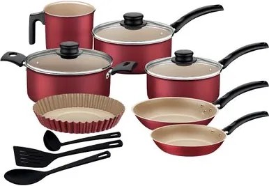 Kit Cozinha Tramontina 10 Peças Turim em Alumínio Starflon Max Vermelho