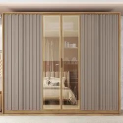 Guarda Roupa Casal 6 Portas 4 Gavetas Turium C01 Buriti/Fendi - Mpozen