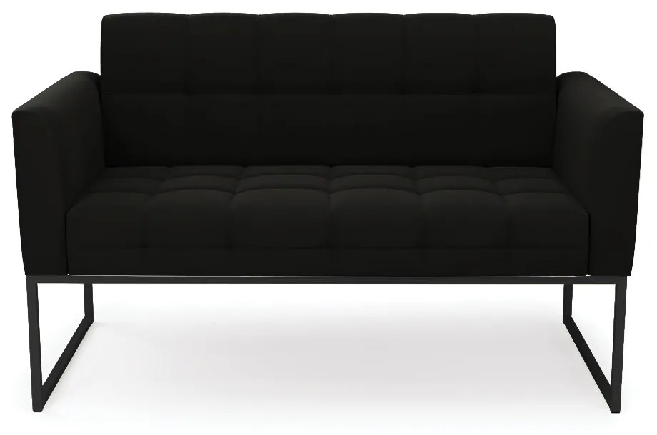 Sofá Namoradeira Elisa Suede Preto Base Metálica Industrial Preto - D'Rossi