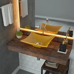Cuba Pia de Apoio para Banheiro Retangular Luxo 38 C08 Amarelo - Mpoze