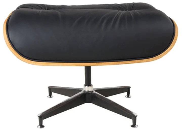 Puff Charles Eames Couro Natural - Preto