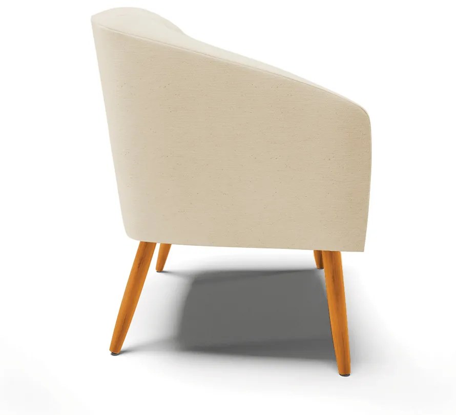 Poltrona Decorativa Pé Palito Castanho Stella Linho D03 - D'Rossi - A19 Bege