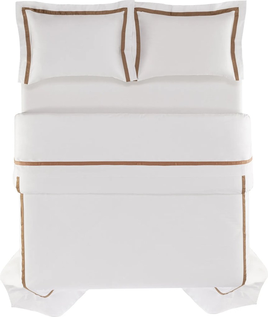 Capa de Edredom Trussardi Cetim 300 Fios Vercelli - Branco e Stelo  Casal