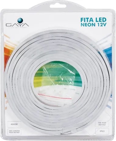 Fita De Led Neon 7w Por Metro 12v Irc80 Ip65 5 Metros - LED BRANCO NEUTRO (4000K)