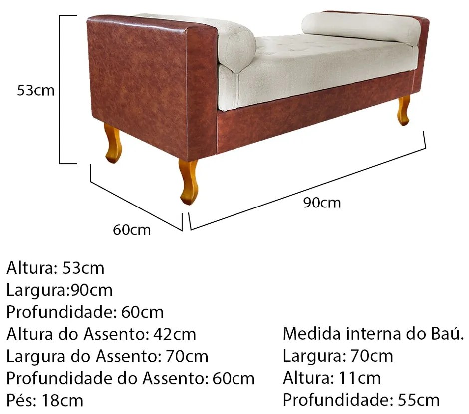 Recamier Félix Solteiro 90cm Corano Nozes e Linho Bege - ADJ Decor