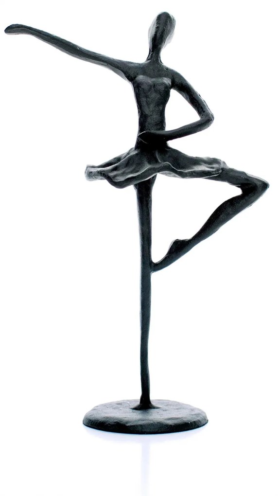 Escultura Decorativa Em Metal Preto Bailarina 20x14 Cm - D'Rossi