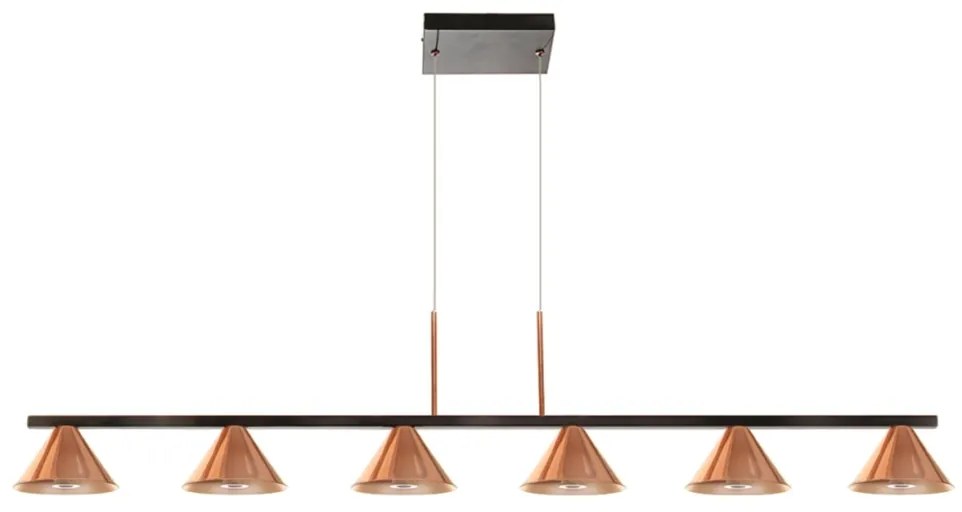 Pendente Time Retangular 120X14X24Cm Cone Fixo Simetrico Metal Alumini... (ROSE FOSCO)