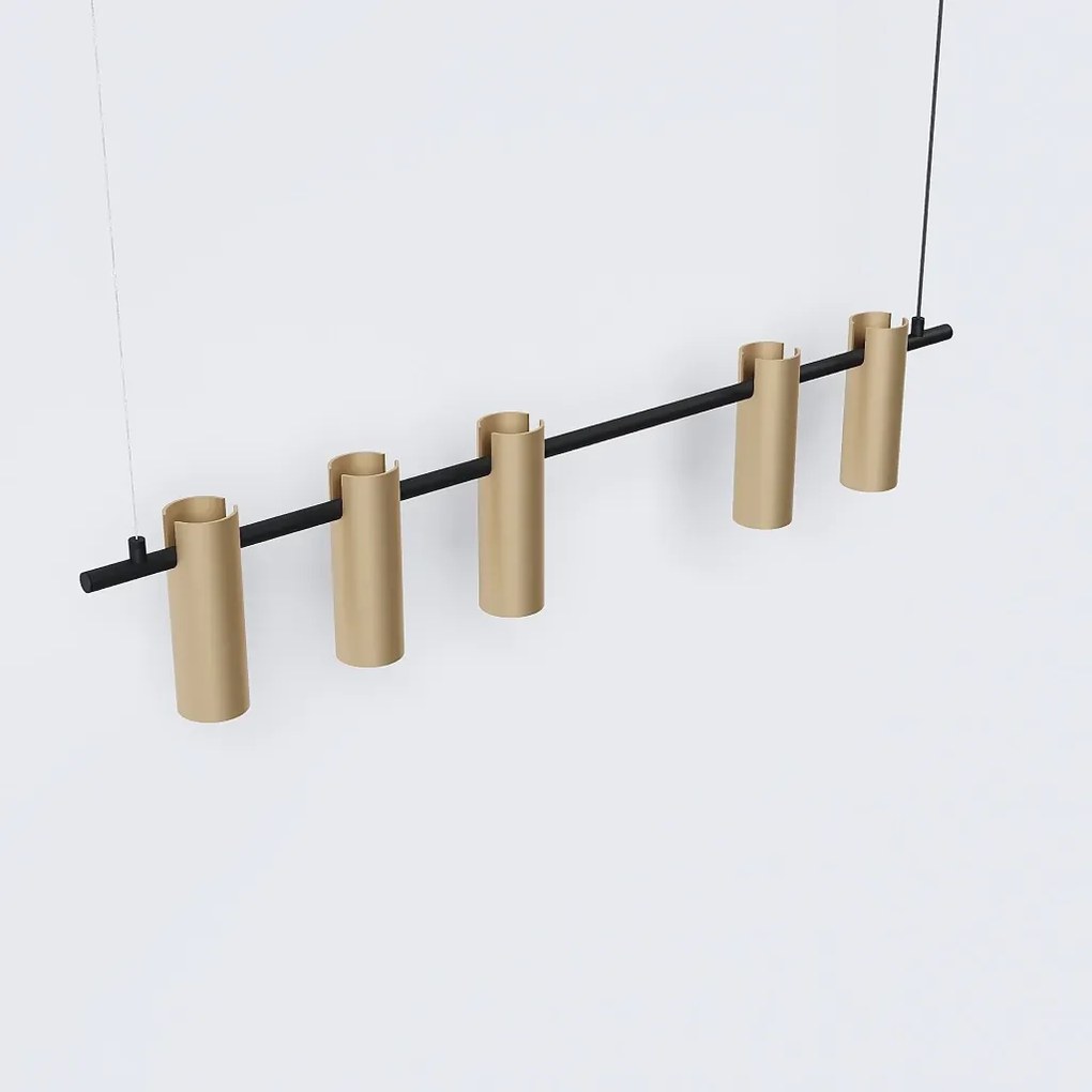 Pendente Tube Transpass Em Par 5,7X16,7X95Cm Alumínio 05Xmr16 - Qimpor... (PRETO / CHAMPANHE)