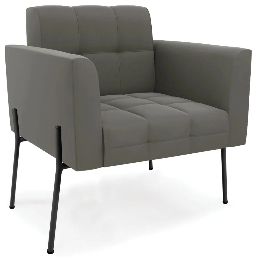 Poltrona Pé de Ferro Preto para Sala Elisa Suede - D'Rossi - Marrom