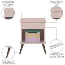 Mesa de Cabeceira Infantil 1 Gaveta Mel Z39 Rosê - Mpozenato