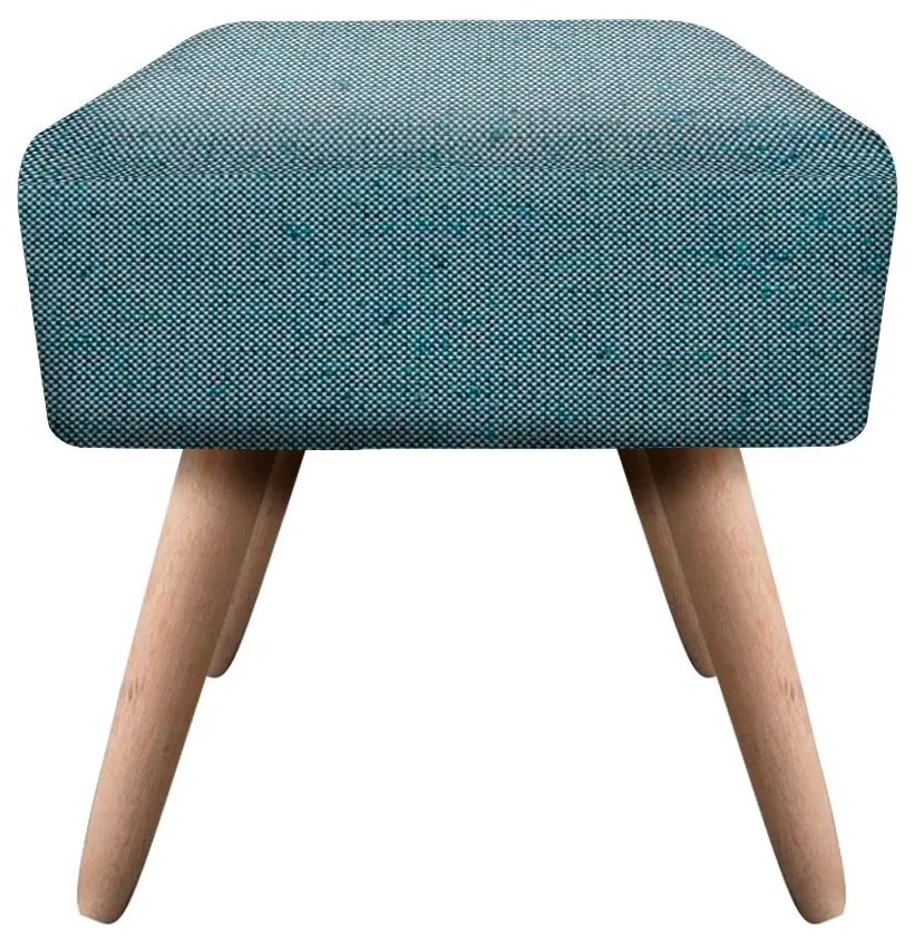 Puff Ibiza Quadrado Linho Azul Petróleo A58 Pés Palito Natural D'Rossi