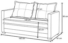 Sofá Cama Casal Articulável 2 Lugares Londres Suede Bege - D'Monegatto