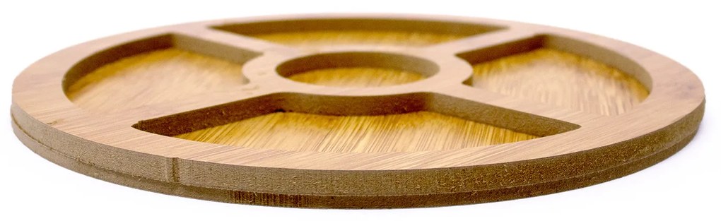 Bandeja Decorativa de Bambu para Petiscos Redonda 1,5x26x26 Cm - D'Rossi