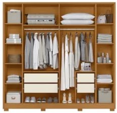 Guarda Roupa Casal 237cm com Espelho Vinna A02 Off/Cinamomo - Mpozenat