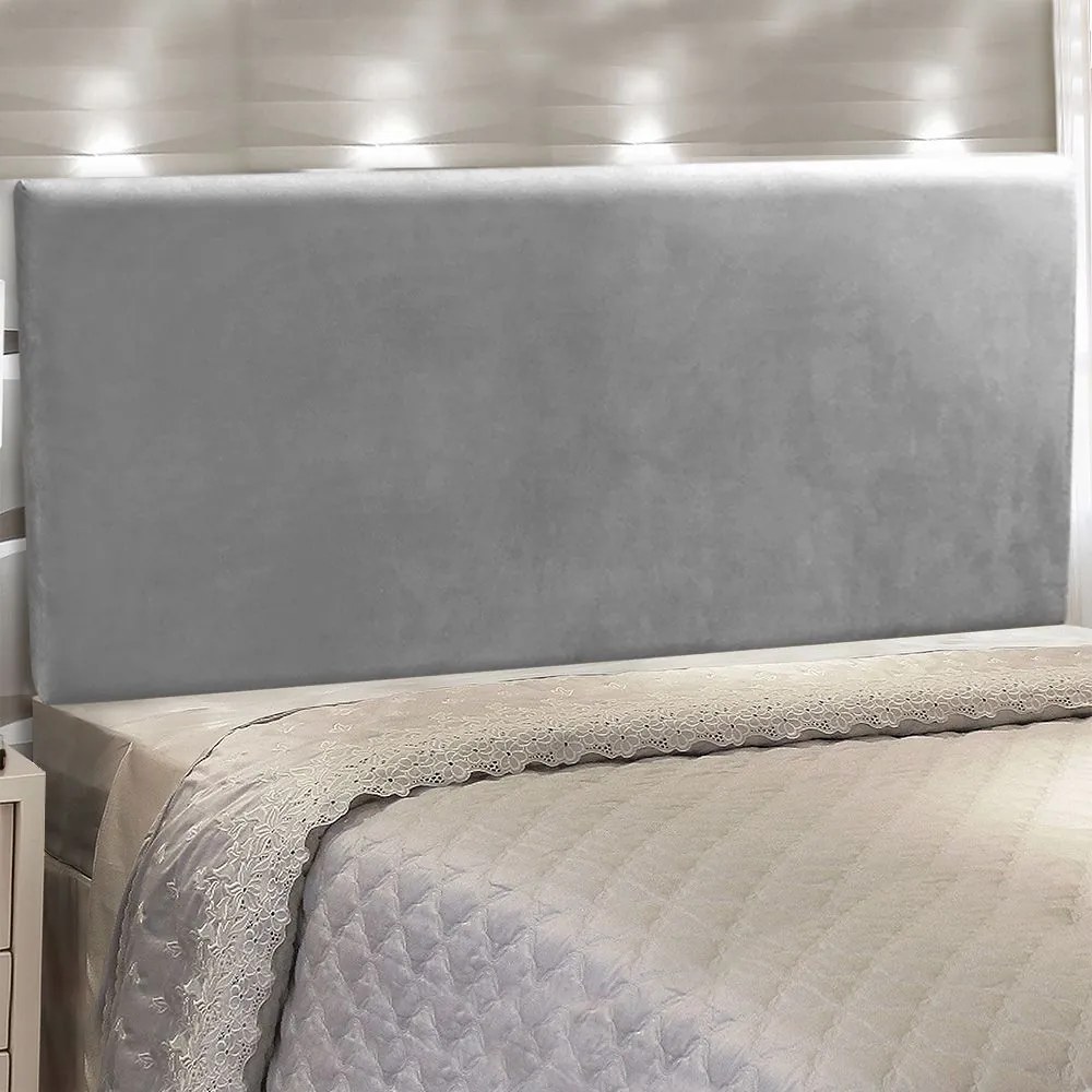 Cabeceira Painel Clean para Cama Box Casal 140 cm Suede M11- D'Rossi - Grafite