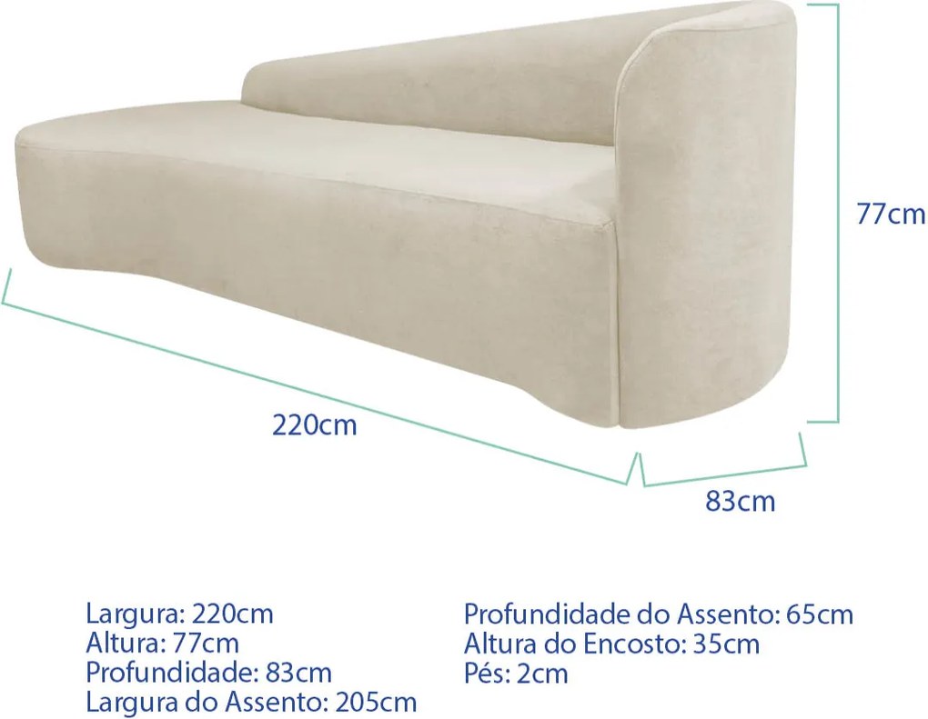 Kit Sofá Curvo França 220cm L.E e Poltrona Luiza Max Conforto, Elegância e Design Moderno Bouclé