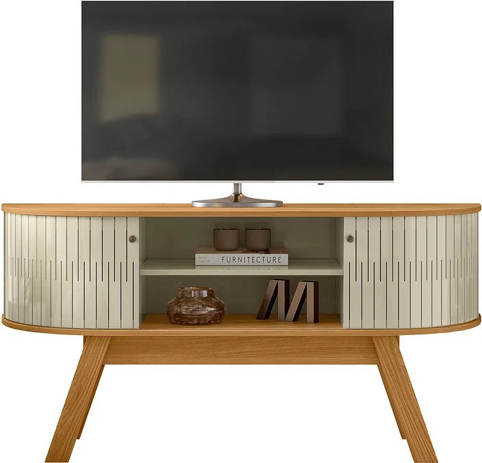 Rack TV 55 Pol 136cm Bancada para Sala Rylan M20 - D'Rossi - Cumaru e Opala