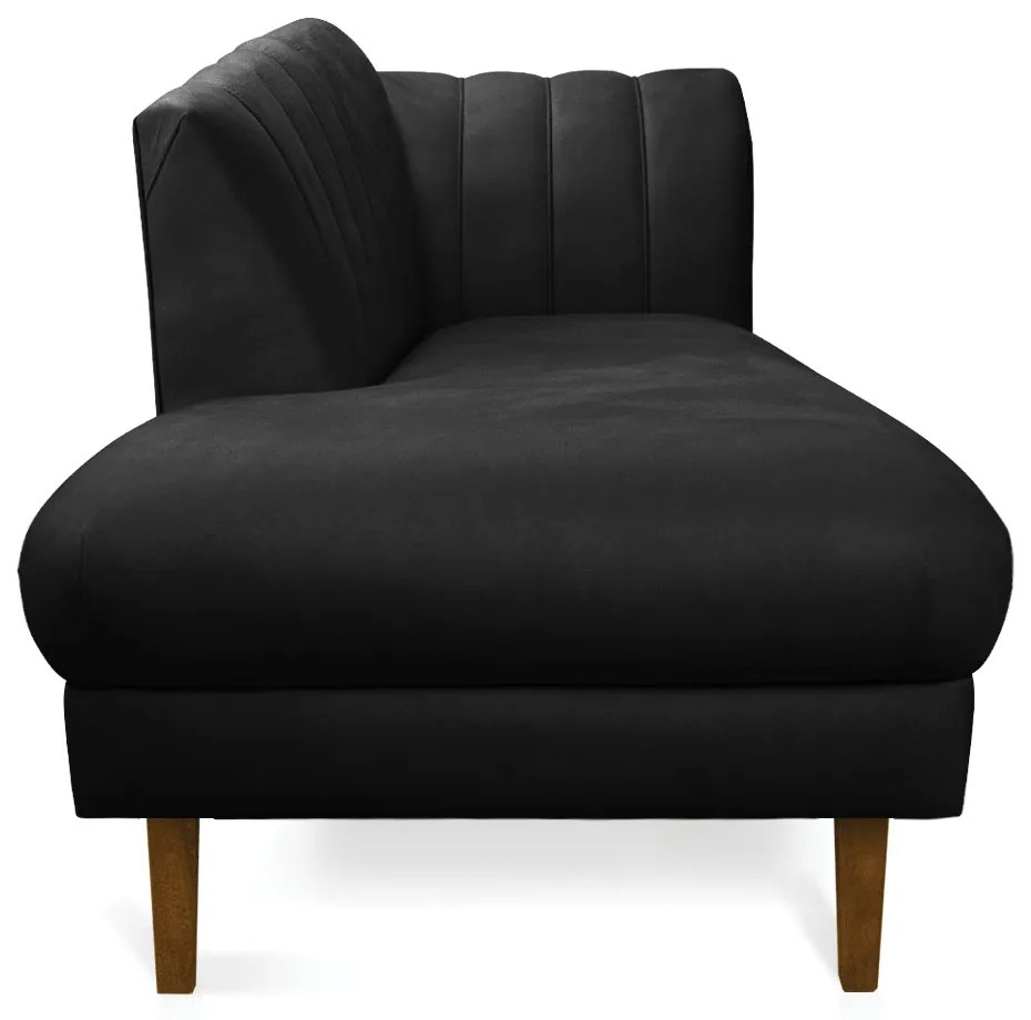 Divã Recife Suede 165 cm Pés Chanfrado Castanho - D'Rossi - Preto