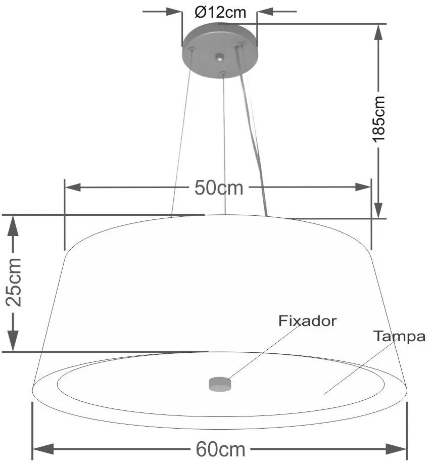 Lustre Pendente Cone Md-4015 Cúpula em Tecido 25/60x50cm Café / Branco - Bivolt