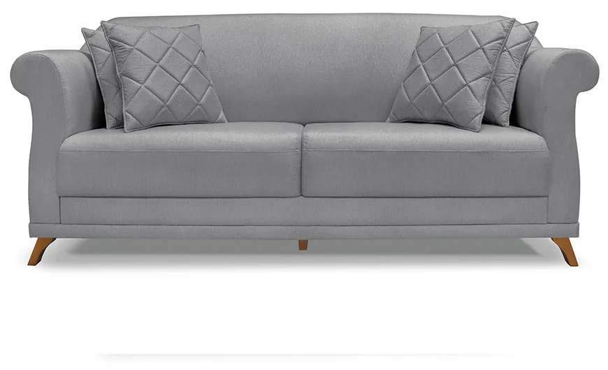 Sofá 2 Lugares Pé de Madeira Julieta 160 cm Linho S04 - D'Rossi - Cinza