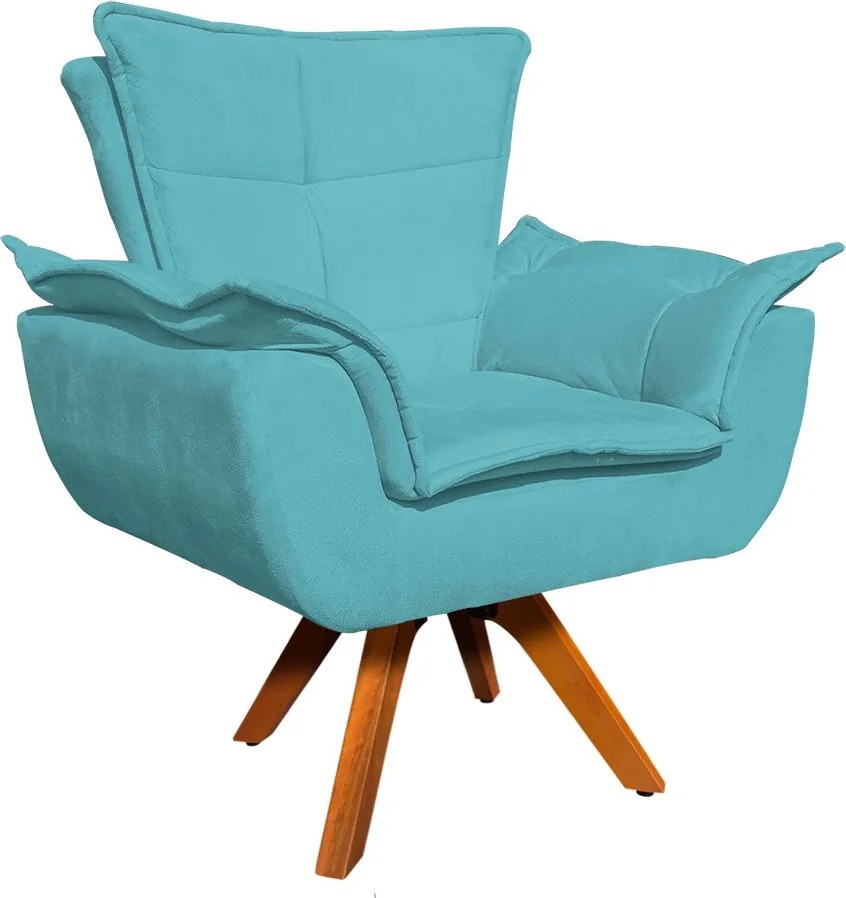 Poltrona Sala de Estar Giratória MM30 Kit 2 Opalla Suede - Azul Turquesa