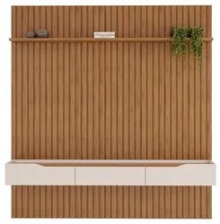 Painel para TV 75 Pol Ripado com Bancada Suspensa 223x240cm Pratisk D0