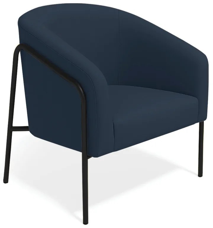 Poltrona Sala Industrial Alta Preto Stella Suede D03 - D'Rossi - Azul
