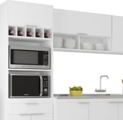 Armário de Cozinha CP05 Com Pia 180cm Pérola Z34 Branco     - Mpozenat