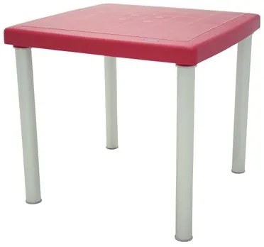 Mesa Tramontina Mona 80 x 80 cm em Polipropileno Vermelho com Pernas de Alumínio Anodizado