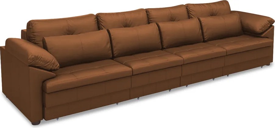 Sofá Retrátil Elétrico Sala de Estar Nolan Bipartido 414cm Conforto Premium em Couro Caramelo G58 - Gran Belo
