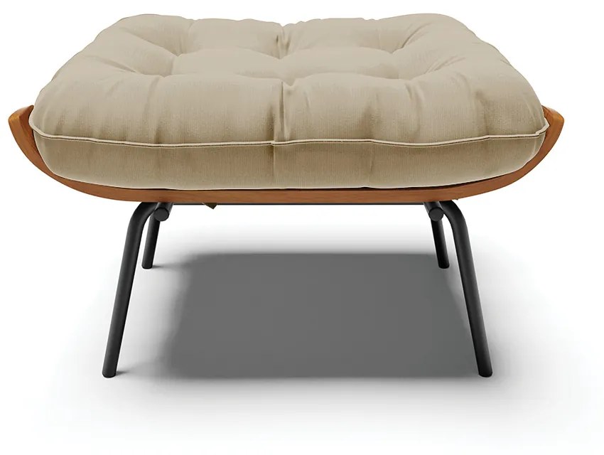 Puff Costela Suede Base Metálica Preto - D'Rossi - Marrom Rato