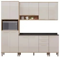Armário Cozinha 5 Peças CP02 Com Tampo Nádia Mocca/Avelã L01 - Mpozena