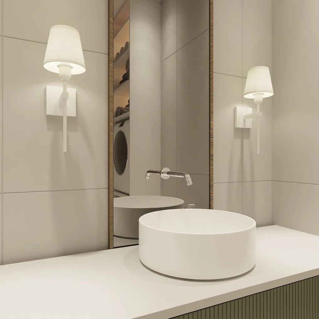 Arandela Tocha Longa Cúpula Tecido 01Xe27 Mini Bulbo G45 - Qimporta Ar... (CINZA / PRATA)