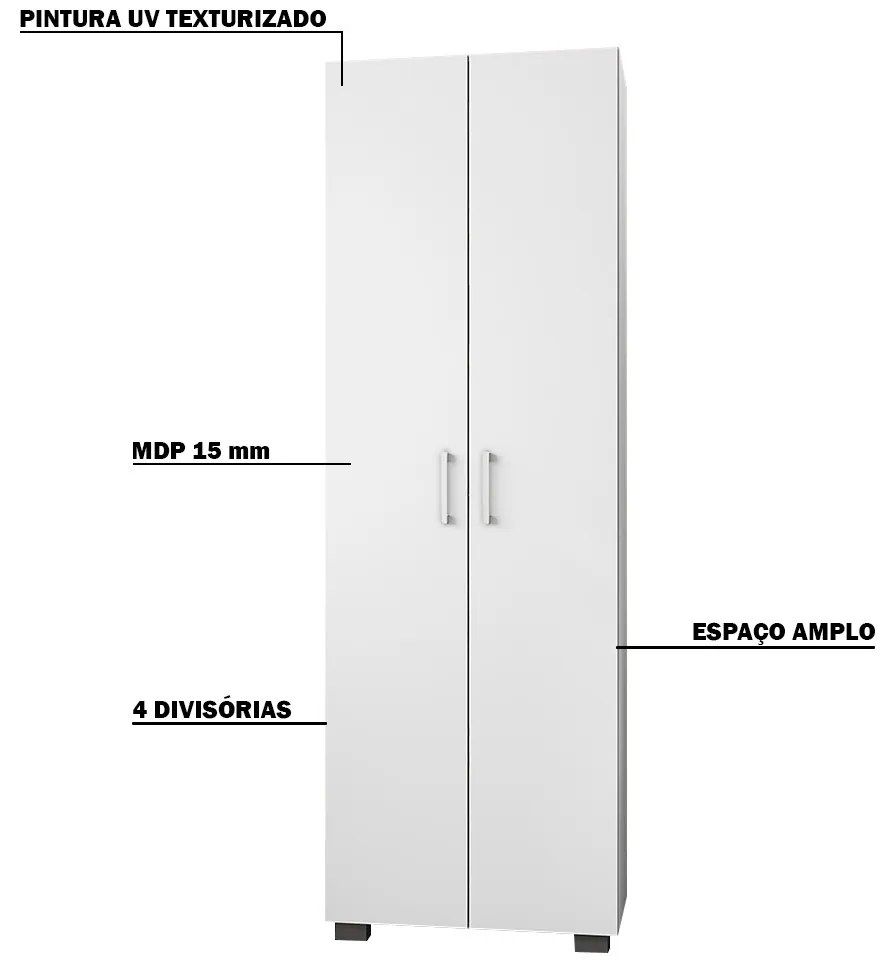 Estante de Livros para Escritório Home Office Portas Grandes Alf Branco Texturizado G47 - Gran Belo