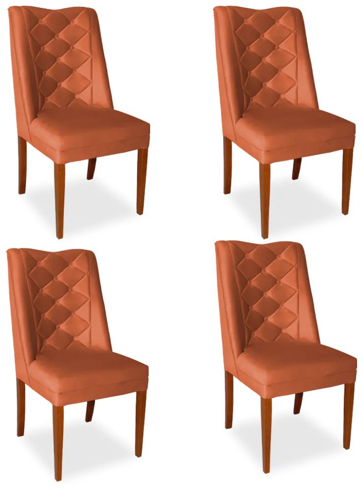 Kit 4 Cadeiras de Jantar Micheli Suede Telha