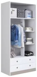 Guarda Roupa Infantil 2 Portas e 2 Gavetas Juno Branco A05 - Mpozenat