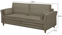 Sofá Living 3 Lugares 200cm Pés Madeira Efraim F05 Veludo Castor - Mpo