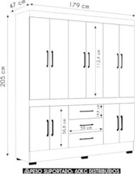 Guarda Roupa Casal 180cm 10 Portas Deno Cinamomo/Areia A15 - Mpozenato