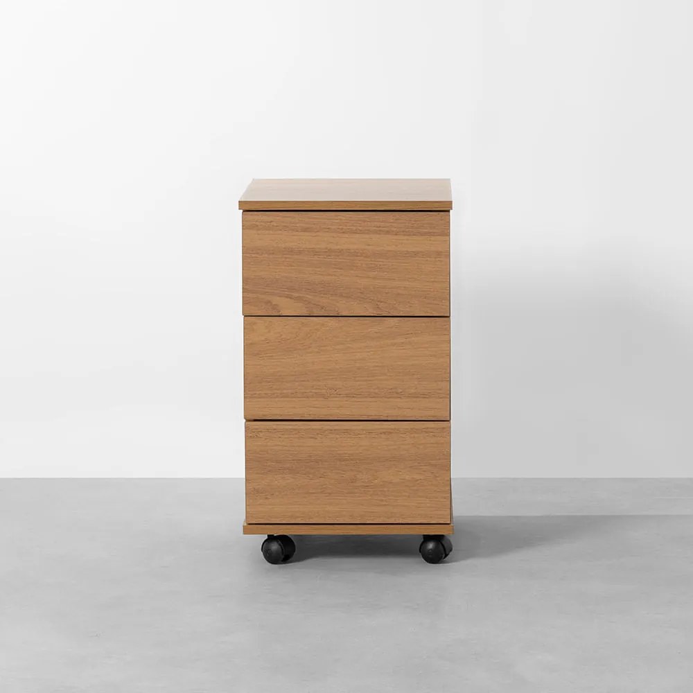 Gaveteiro Contemporâneo Slim 3 Gavetas Louro Freijó - 40cm