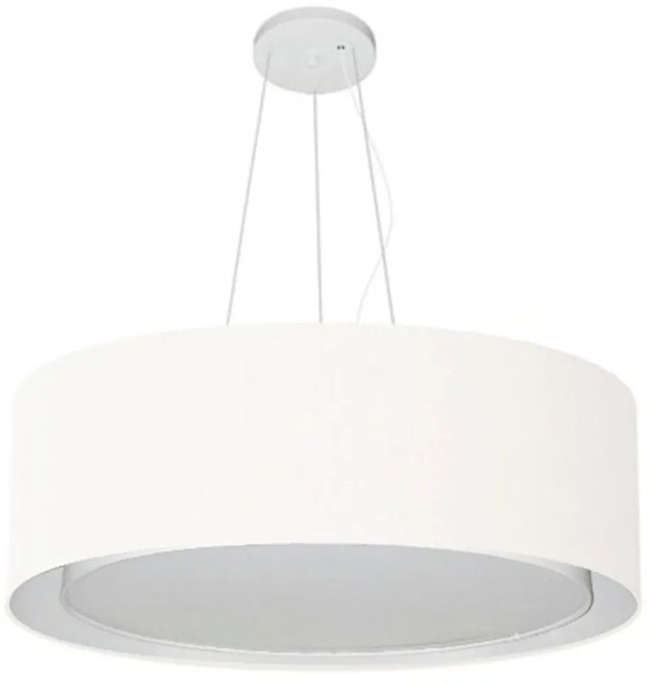 Lustre Pendente Cilíndrico Duplo Md-4126 Cúpula em Tecido 80x30cm Branco - Bivolt
