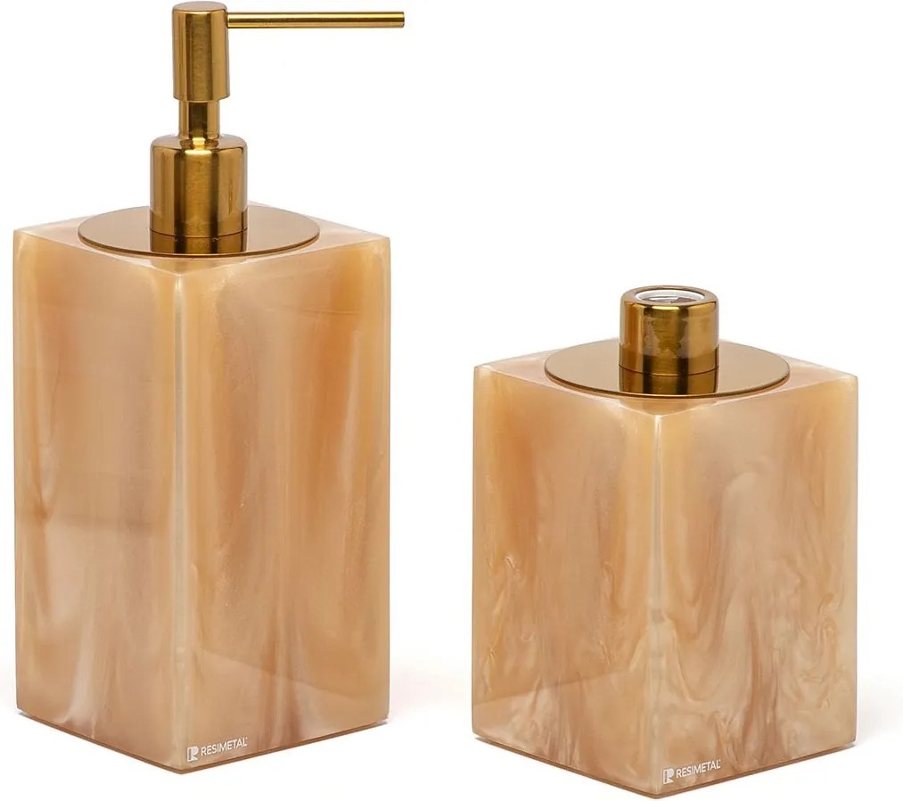 Conjunto Banheiro Duo Quadrado Resina - Honey Gold