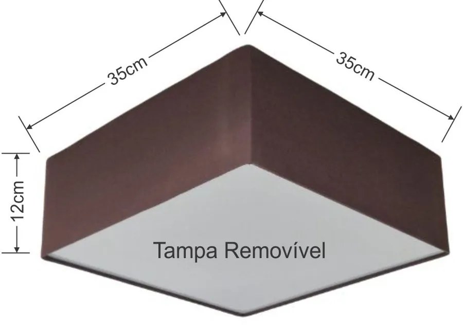 Plafon Quadrado Md-3001 Cúpula em Tecido 35x35x12cm Café - Bivolt