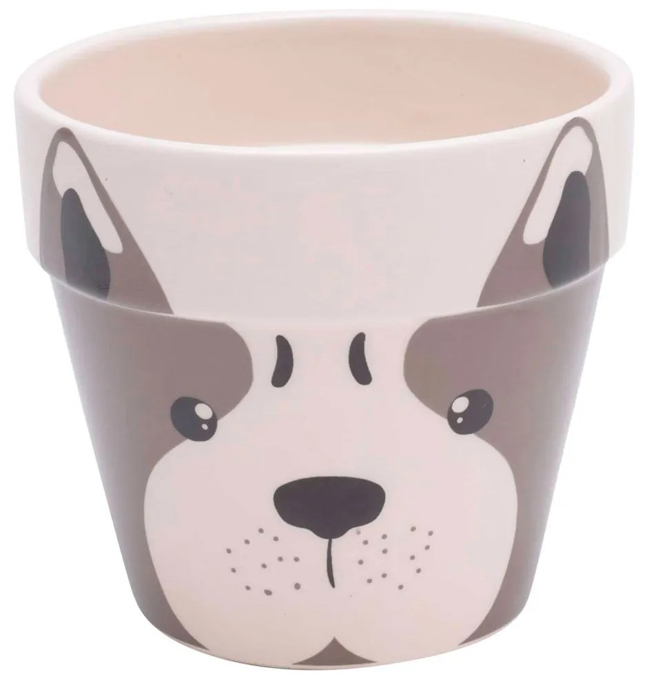 Vaso Cerâmica Decorativo Dog Face com Suporte