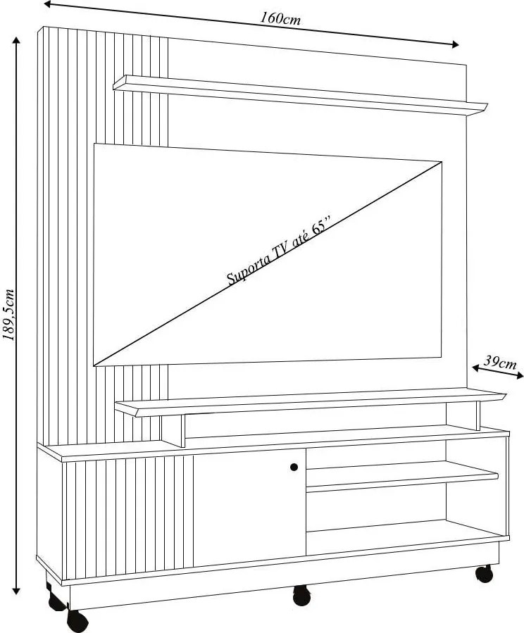 Home Theater Homero MDP Porta 2 Prateleiras até 65 Cumaru G97 - Gran Belo