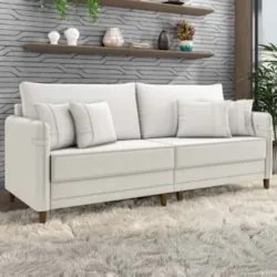 Sofá 2 Lugares Living 172cm Pé Madeira Zoe Boucle Bege Z08  - Mpozenat