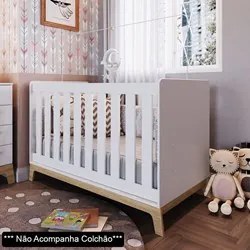 Quarto de Bebê 3 Peças Berço 3 em 1 Selo Inmetro Favo de Mel 038 Branc