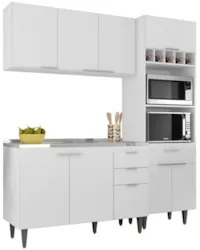 Armário de Cozinha CP02 Com Pia 120cm Pérola Z34 Branco - Mpozenat