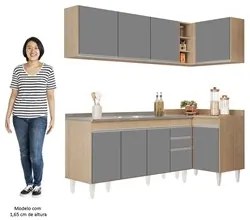 Armário de Cozinha Modulado de Canto Esquerdo 4 Peças CP51 com Pia Ino