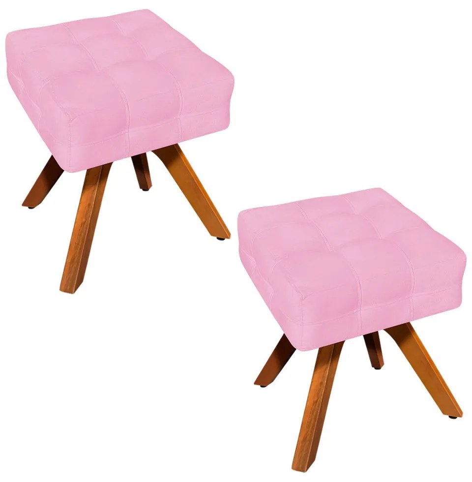 KIT 02 PUFFS GIRATORIO ELISA SUEDE BASE  - Rosa Bebê